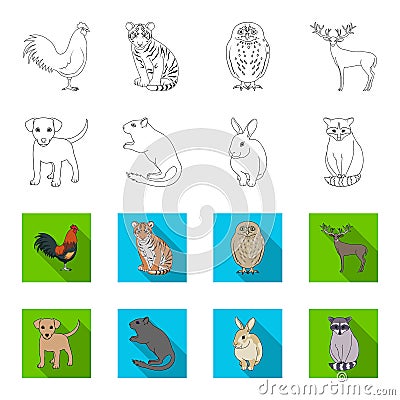 Puppy, rodent, rabbit and other animal species.Animals set collection icons in outline,flat style vector symbol stock Vector Illustration