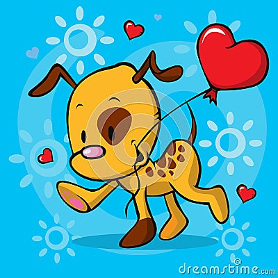 Puppy running with balloon - vector illustration Vector Illustration