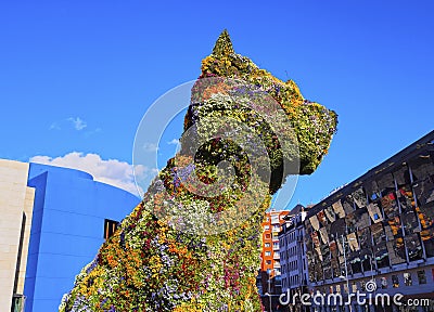 Puppy Sculpture in Bilbao Editorial Stock Photo