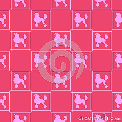 Puppy seamless pattern of red contour dogs Vector Illustration