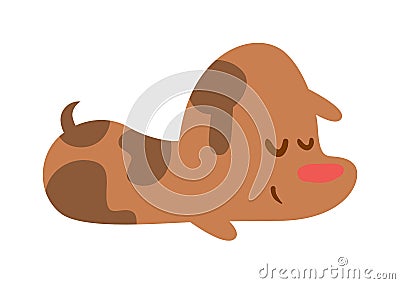 Puppy sleep with red nose vector isolated on white. Vector Illustration