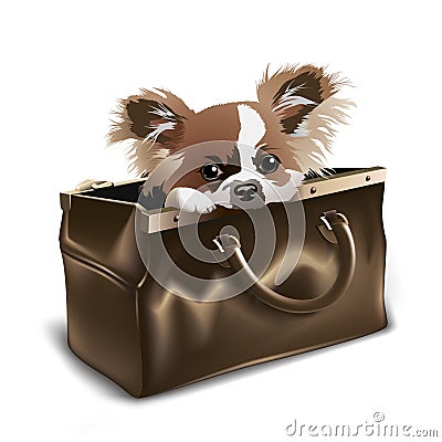 Puppy in valise Vector Illustration