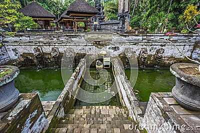 Holy waters at Pura Goa Gajah temple. Located on the island of Bali near Ubud, in Indonesia Editorial Stock Photo