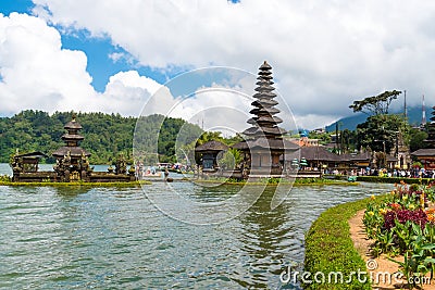 Pura Ulun Danu Bratan Balinese temple complex on Bratan lake, Bali, Indonesia Editorial Stock Photo