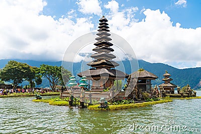 Pura Ulun Danu Bratan Balinese temple complex on Bratan lake, Bali, Indonesia Editorial Stock Photo