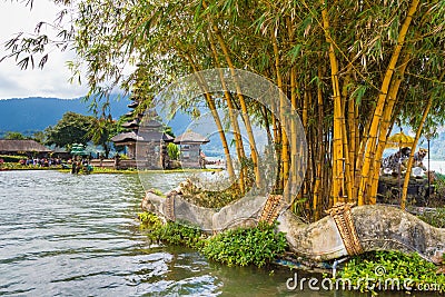 Pura Ulun Danu Bratan Balinese temple complex on Bratan lake, Bali, Indonesia Editorial Stock Photo