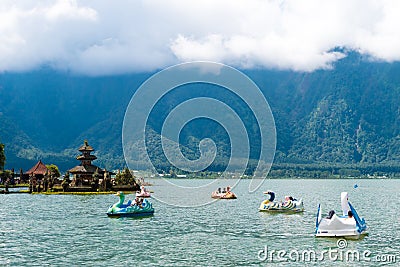 Pura Ulun Danu Bratan Balinese temple complex on Bratan lake, Bali, Indonesia Editorial Stock Photo