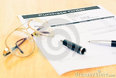 Purchase order form document Stock Photo