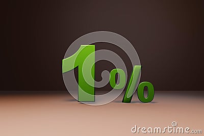 Purchase promo marketing 1 percent off discount, favorable loan offer green text number 3d render Stock Photo