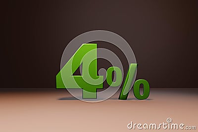 Purchase promo marketing 4 percent off discount, favorable loan offer green text number 3d render Stock Photo