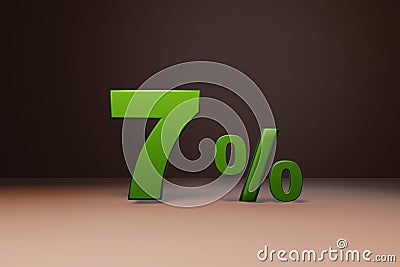 Purchase promo marketing 7 percent off discount, favorable loan offer green text number 3d render Stock Photo