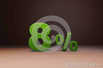 Purchase promo marketing 8 percent off discount, favorable loan offer green text number 3d render Stock Photo