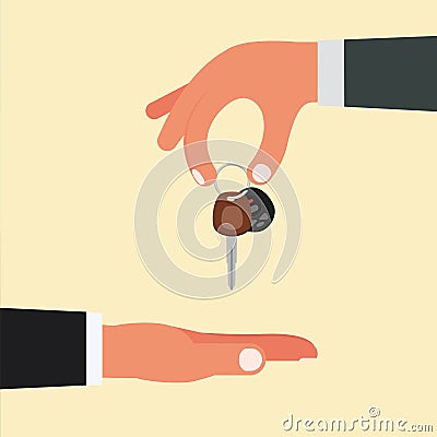 Purchase, sell or buying of car concept design. Seller hand hol Vector Illustration