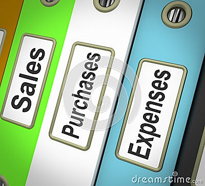 Purchases Sales Expenses Files Containing Records Stock Photo