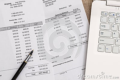 Purchasing concept with order document and laptop Stock Photo