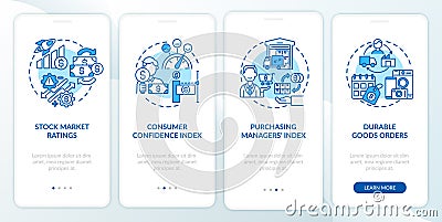 Purchasing manager index onboarding mobile app page screen with concepts Vector Illustration