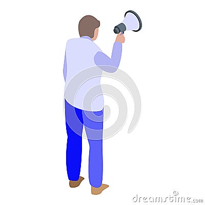 Purchasing manager megaphone icon, isometric style Vector Illustration