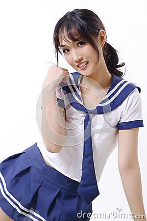 Pure Asian girl and Sailor suit Stock Photo