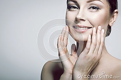 Pure Beautiful Model Girl. Wellbeing and Skin Care Concept . Stock Photo