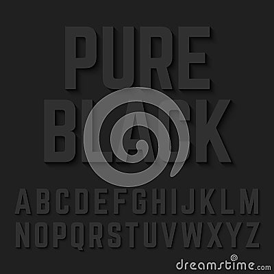 Pure Black alphabet letters Vector Illustration