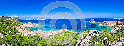 Pure clear azure sea water and amazing rocks on coast of Maddalena island, Sardinia, Italy Stock Photo