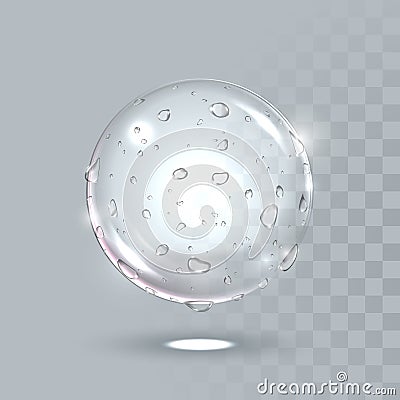 Pure clear water drops on surface. Vector realistic droplets spray. Cartoon Illustration