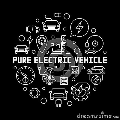 Pure electric vehicle round vector outline illustration Vector Illustration