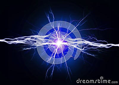 Pure Energy and Electricity Power in Blue Bolts Stock Photo