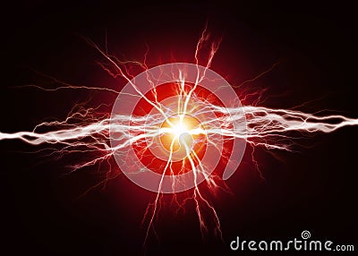 Pure Energy and Electricity Power in Red Bolts Stock Photo