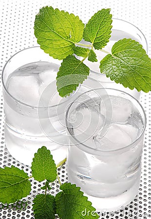 Pure mineral water with ice Stock Photo