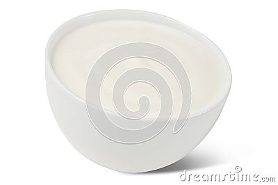 Pure natural yogurt in bowl Stock Photo