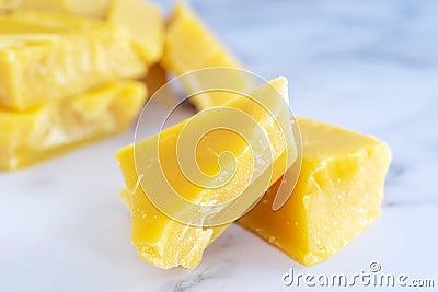 Pure organic yellow beeswax for natural beauty and D.I.Y. project Stock Photo