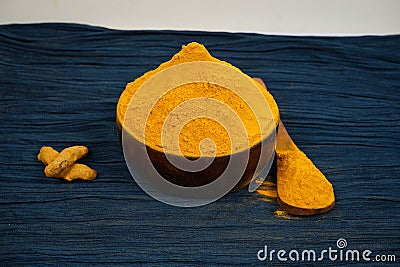 Yellow Organic Haldi Powder, For Cooking Stock Photo