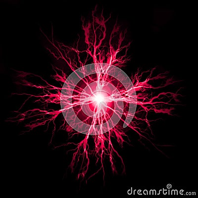 Pure Power and Electricity Red Plasma Electrical Engergy Stock Photo