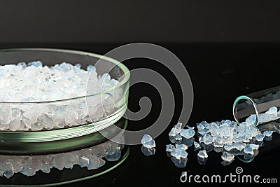 Pure silica gel crystals on black background Stock Photo