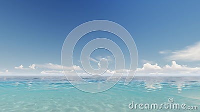 Pure tropical ocean Fresh nature Sunlight sky sea wave 3d Stock Photo