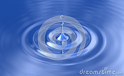 Pure water single splash with ripples Stock Photo