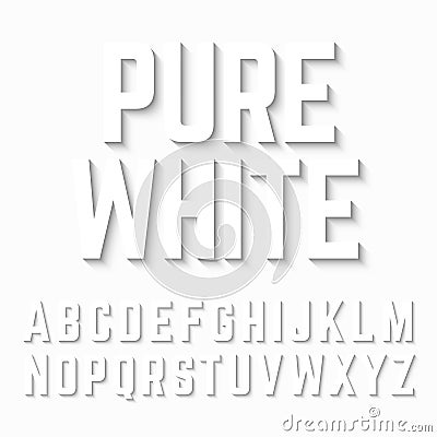 Pure White alphabet shadow Vector Illustration