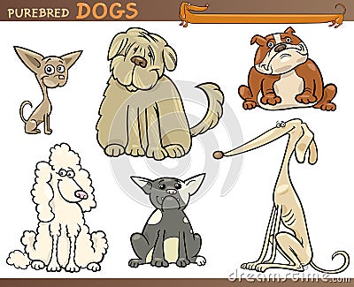 Purebred dogs cartoon set Vector Illustration