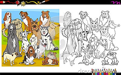 Purebred dogs coloring book Vector Illustration