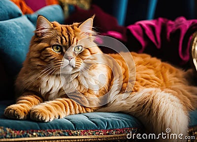 Purebred Persian cat on the couch Stock Photo