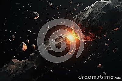 Purgatory Scene With Falling Meteorite In 3D Stock Photo