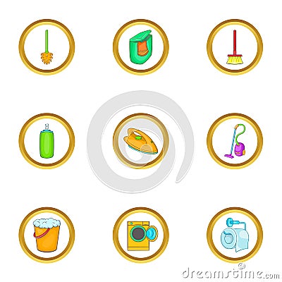 Purification icons set, cartoon style Vector Illustration