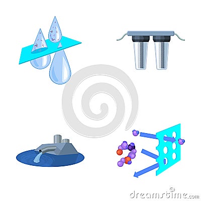 Purification, water, filter, filtration .Water filtration system set collection icons in cartoon style vector symbol Vector Illustration