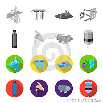 Purification, water, filter, filtration .Water filtration system set collection icons in monochrome,flat style vector Vector Illustration