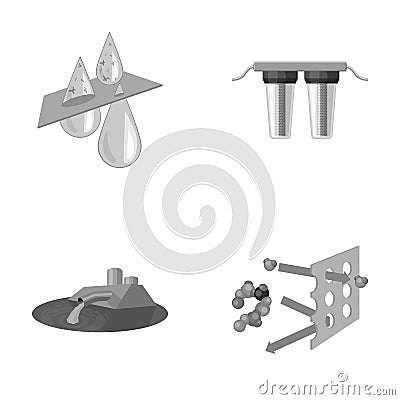 Purification, water, filter, filtration .Water filtration system set collection icons in monochrome style vector symbol Vector Illustration