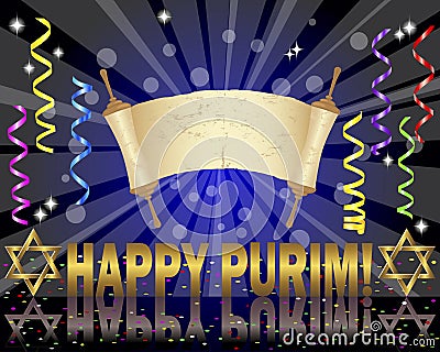 Purim background with Torah scroll. Vector Illustration