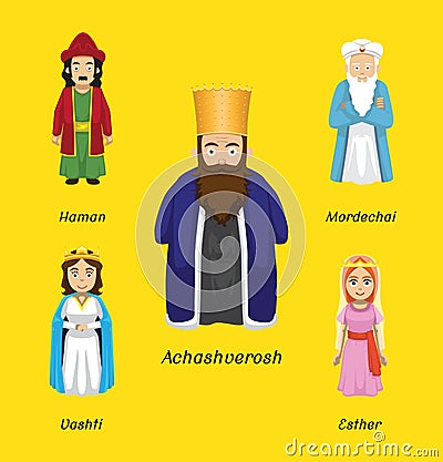 Purim Characters Cartoon Vector Illustration Vector Illustration