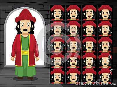 Purim Haman Cartoon Emotion Faces Vector Illustration Vector Illustration