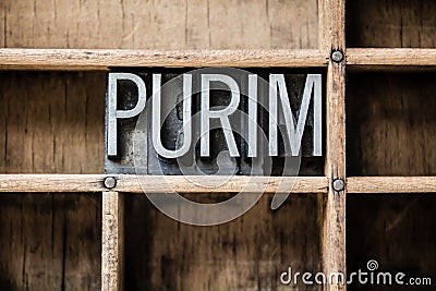 Purim Letterpress Type in Drawer Stock Photo